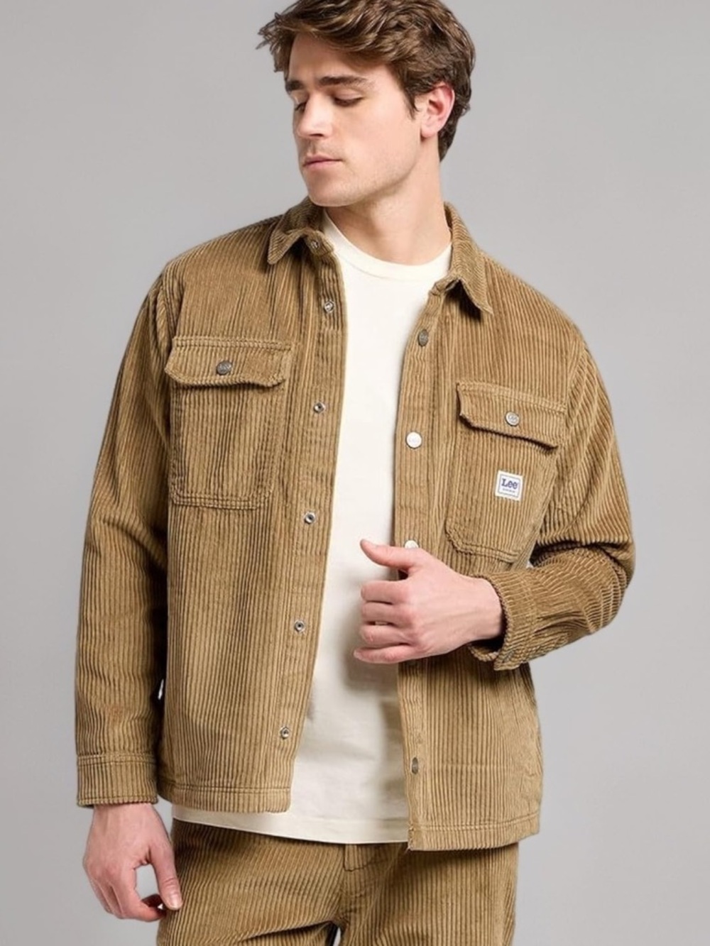 Lee Men's Workwear Relaxed Fit Overshirt in Dark Khaki